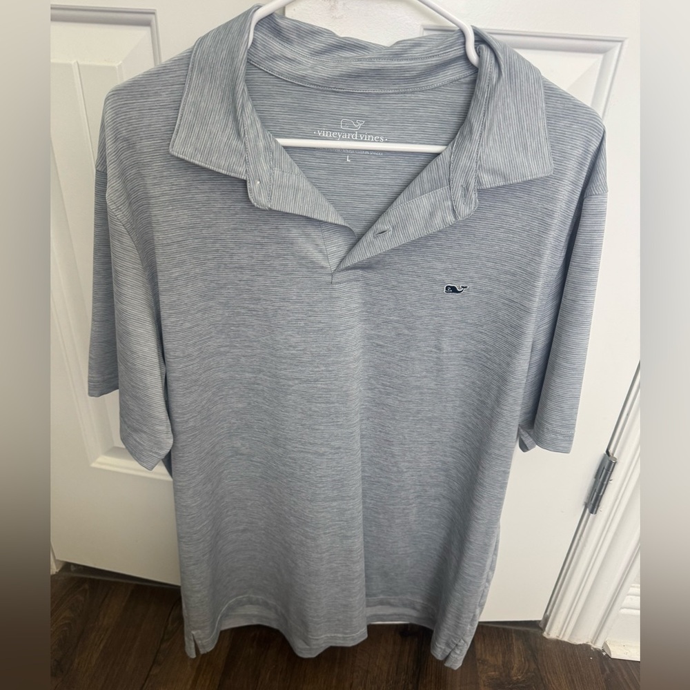 Vineyard Vines Men's Striped Gray Polo Shirt